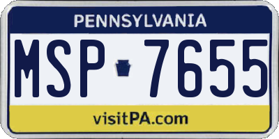 PA license plate MSP7655