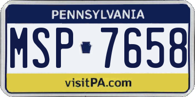 PA license plate MSP7658