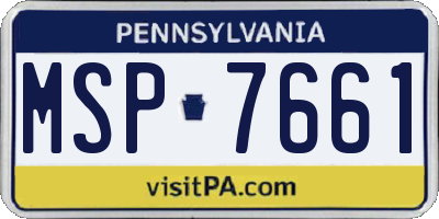 PA license plate MSP7661