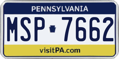 PA license plate MSP7662