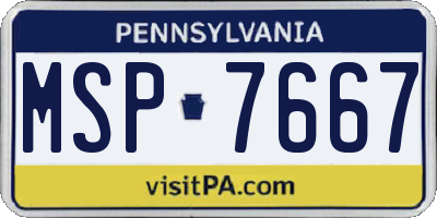 PA license plate MSP7667