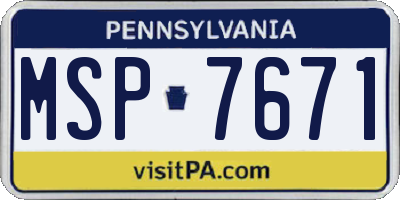 PA license plate MSP7671