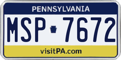 PA license plate MSP7672