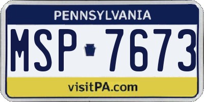 PA license plate MSP7673