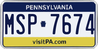 PA license plate MSP7674