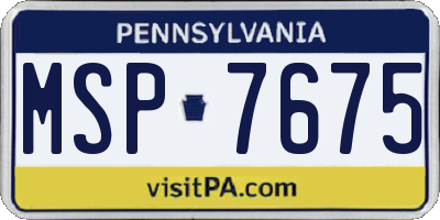 PA license plate MSP7675