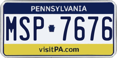 PA license plate MSP7676