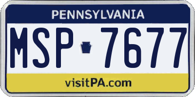 PA license plate MSP7677