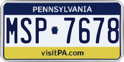 PA license plate MSP7678