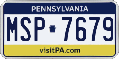 PA license plate MSP7679