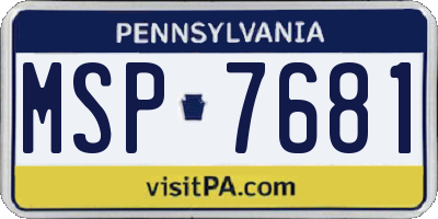 PA license plate MSP7681