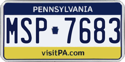 PA license plate MSP7683