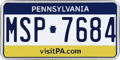 PA license plate MSP7684