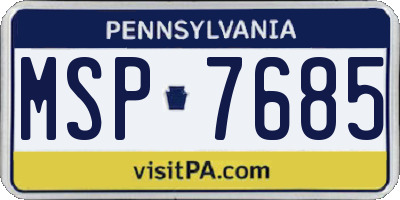 PA license plate MSP7685