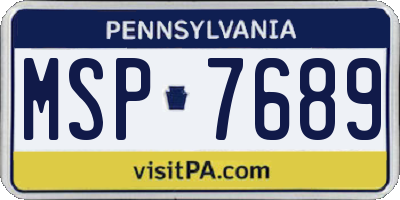 PA license plate MSP7689