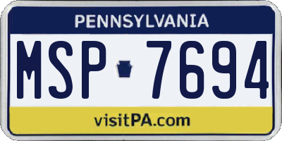PA license plate MSP7694