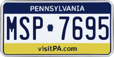 PA license plate MSP7695