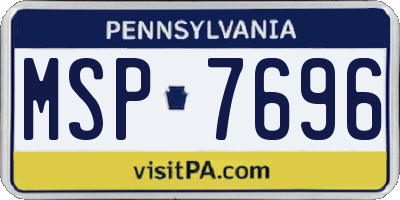 PA license plate MSP7696