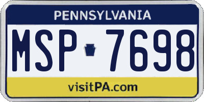 PA license plate MSP7698