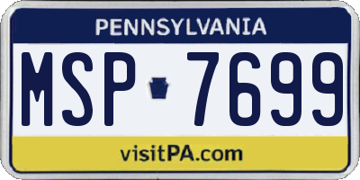 PA license plate MSP7699