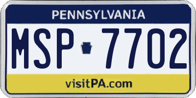 PA license plate MSP7702
