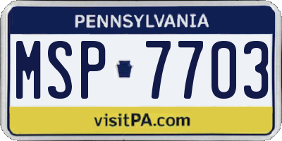PA license plate MSP7703