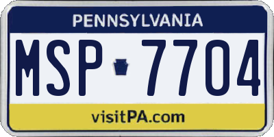 PA license plate MSP7704