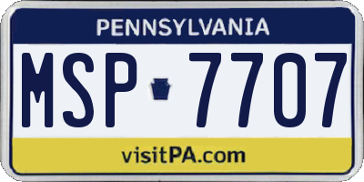 PA license plate MSP7707