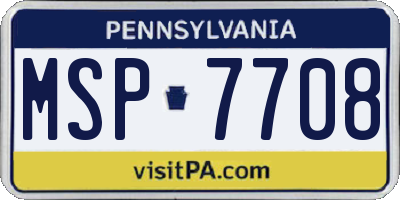 PA license plate MSP7708