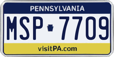 PA license plate MSP7709