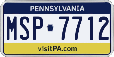 PA license plate MSP7712