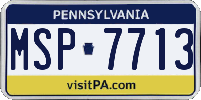 PA license plate MSP7713