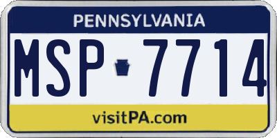 PA license plate MSP7714