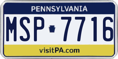 PA license plate MSP7716