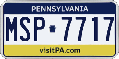 PA license plate MSP7717