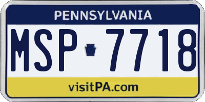 PA license plate MSP7718