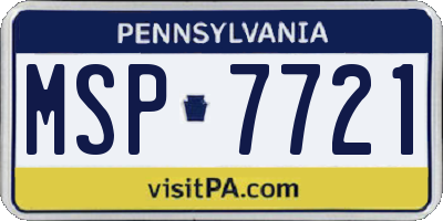 PA license plate MSP7721