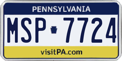 PA license plate MSP7724