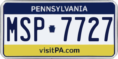 PA license plate MSP7727
