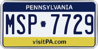 PA license plate MSP7729