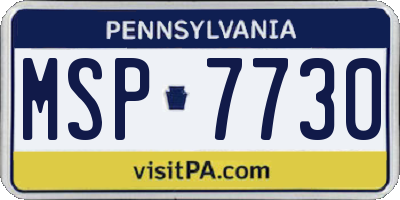 PA license plate MSP7730
