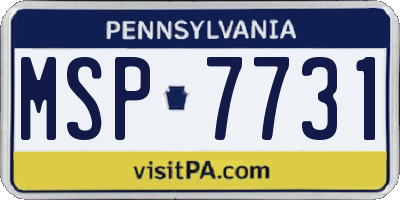 PA license plate MSP7731