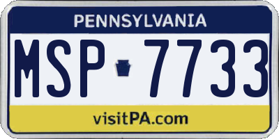 PA license plate MSP7733