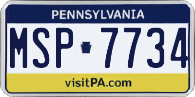 PA license plate MSP7734