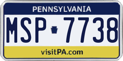 PA license plate MSP7738
