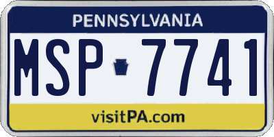 PA license plate MSP7741