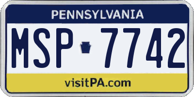 PA license plate MSP7742