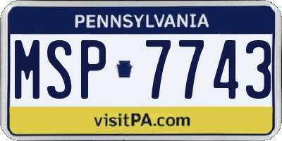 PA license plate MSP7743