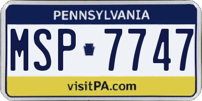 PA license plate MSP7747