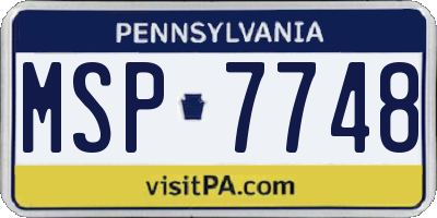 PA license plate MSP7748